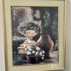 Large Framed Wall Art - Elegant Garden Scene