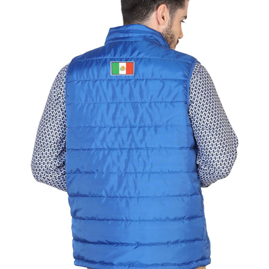Blue Vest With Mexican Flag- Chaleco Azul Con Bandera Mexicana