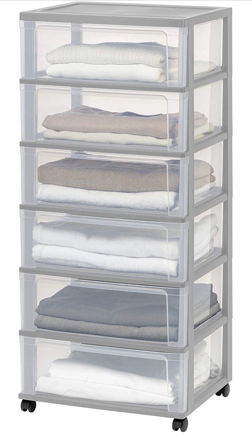 IRIS USA 110311 Wide Storage Drawer Cart, 6, Gray - NEW