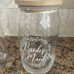 NEW 16oz , 2 Can Glass W/ Bamboo Lid & Straw