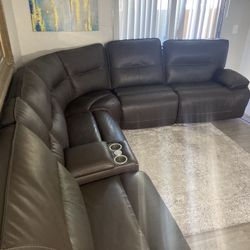 Brown Electric Recliner Sectional – $650 (Free Delivery)