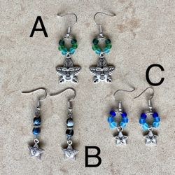 ⭐️ Pretty star with face beaded charm earrings