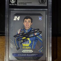 2016 Panini Prizm Racing NASCAR Chase Elliott Rookie Auto Beckett BGS