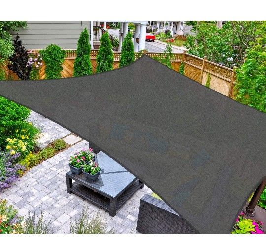 AsterOutdoor Sun Shade Sail Rectangle 16' x 16' UV Block Canopy for Patio Backyard Lawn Garden Outdoor Activities, Graphite