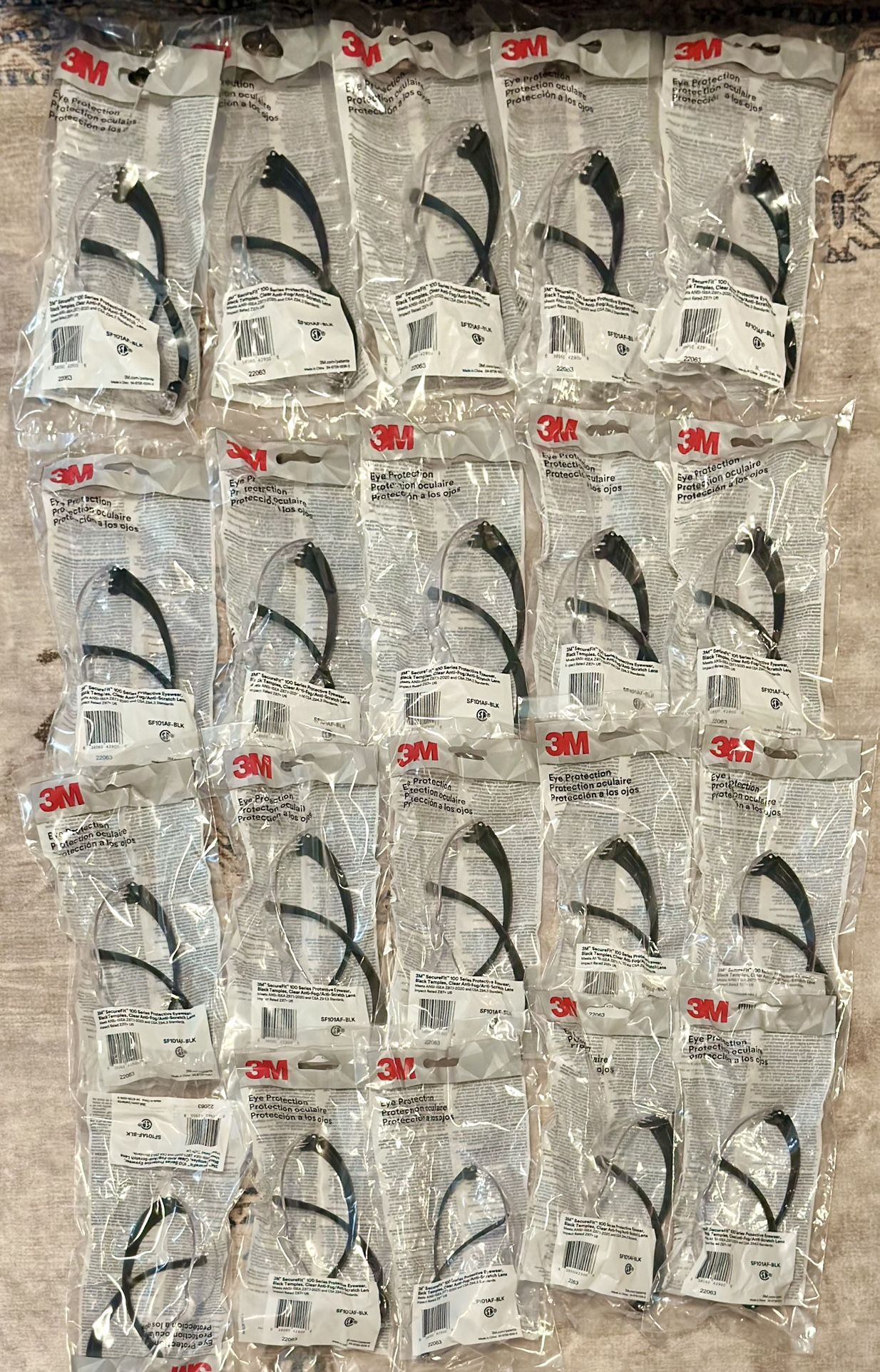 50 Pairs! 3M SecureFit 100 Series Anti-Fog/Anti-Scratch