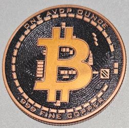 Black Bitcoin 1 OZ Copper Round Coin Limited Edition Design