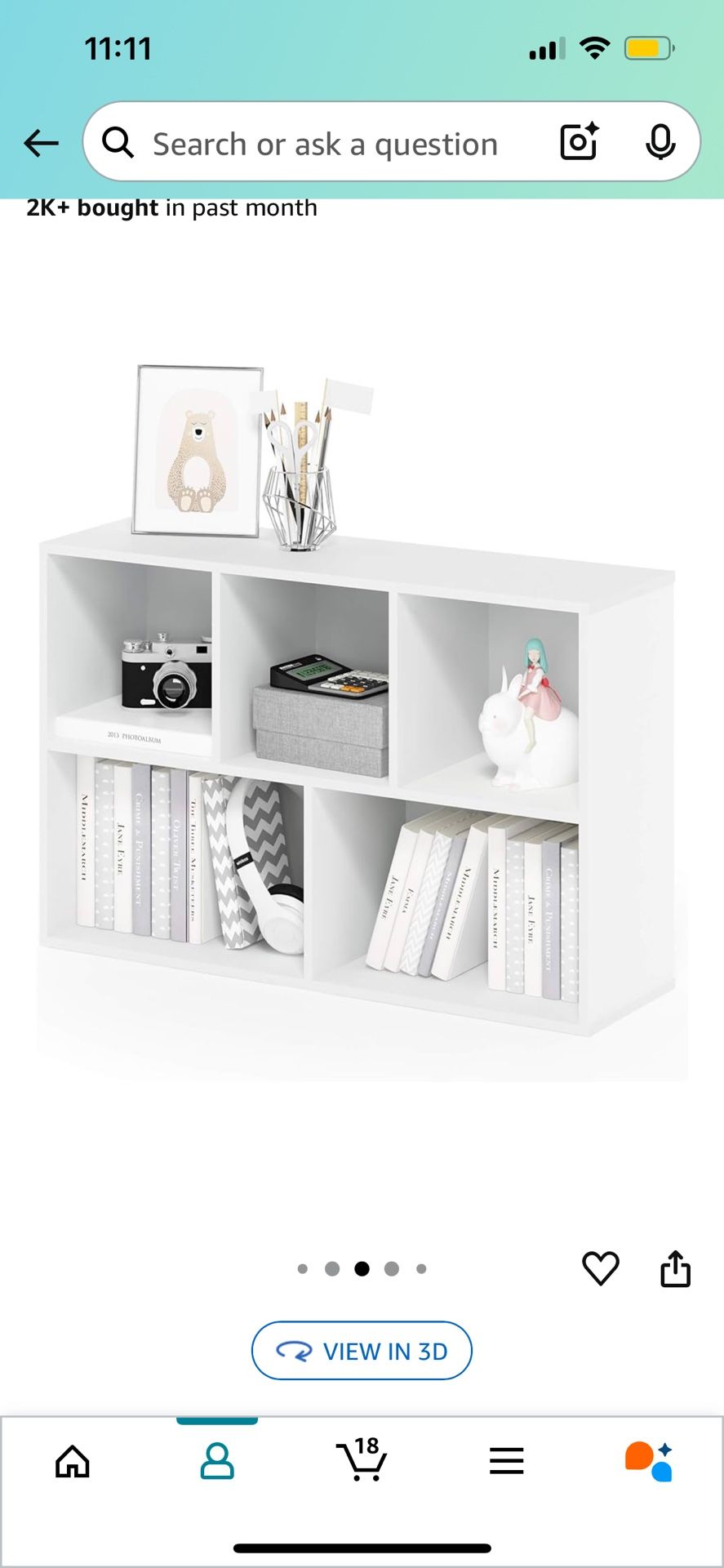 White 5 Cube Book Case/Shelf