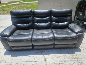 Black leather sofa