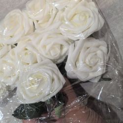 White Artificial Soft Touch Roses