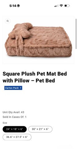 Square Plush Pet Mat Bed with Pillow