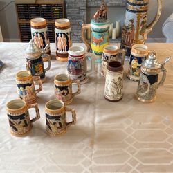 Beer Stein Collection - 14 Total Of All Sizes 