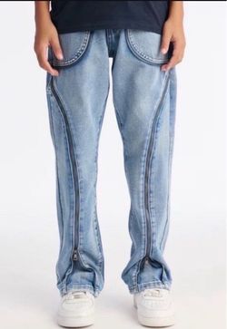 Light Wash Jeans with Side Zippers Size 36