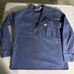 Vintage 90’s Ben Davis Half Zip Long Sleeve Work Shirt Blue Size L Made in USA