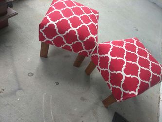 Red and white foot stools