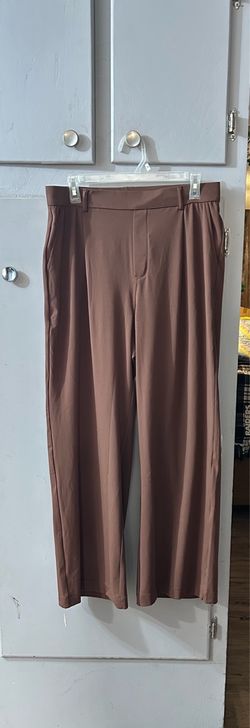 Brown Wide-Leg Dress Pants