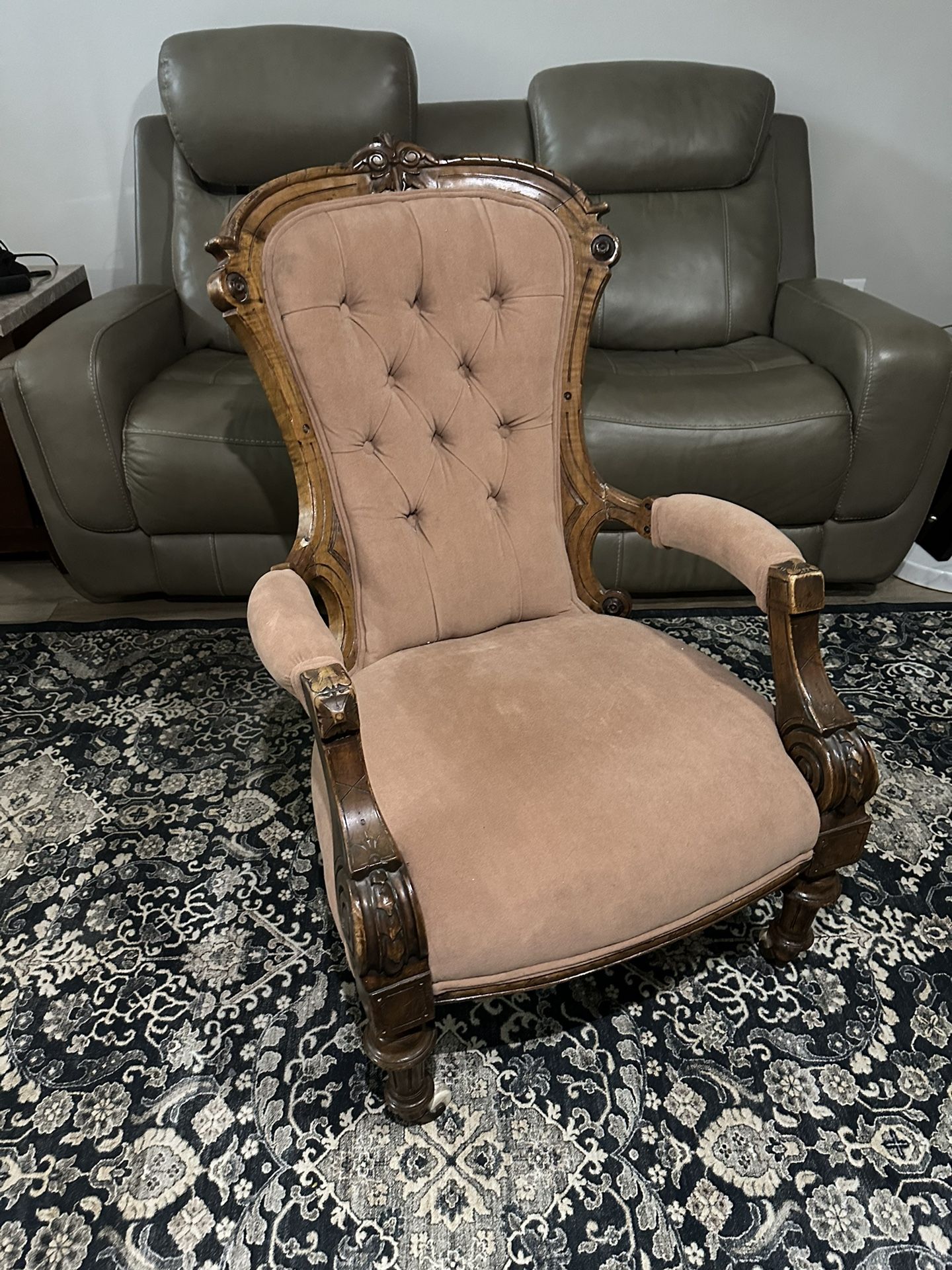 Quality Mid Victorian Carved Gentlemen's Arm Chair, Scotland 1870