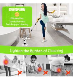 Dsenfurn Electric Spin Scrubber with Extension Handle