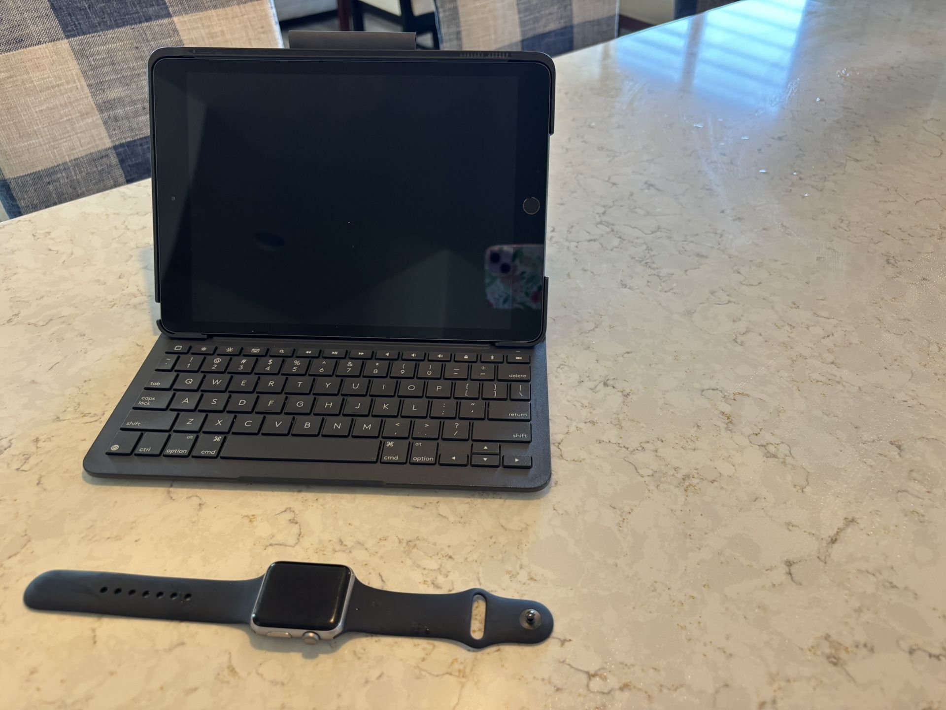 IPAD With Logitech Keyboard And IWATCH ( Band Not Included)