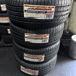 SET OF FOUR NEW TIRES 245/55/18 ARROYO GRANDSPORT A/S INCLUDING MOUNT AND BALANCED, ASK ME FOR SIZES AND BRANDS 