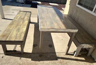 Outdoor bench and table