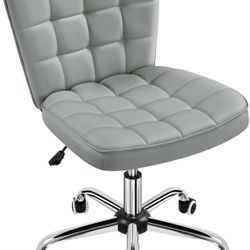 Brand New Modern Tufted Armless Desk Office Chair Faux Leather