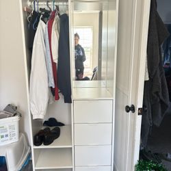 White Wardrobe with Mirror and Drawers