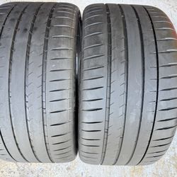 Two Tires 295/30/21 Michelin Pilot Sport 4S With 75% Left Tesla Used Pair 