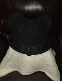 2025 Disney Parks Mickey Mouse Ears Sherpa Fuzzy Winter Bucket Hat Black