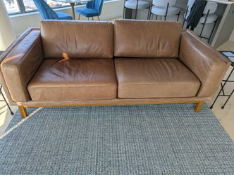West Elm 85" Dekalb Leather Sofa - Molasses Brown ($3,000 Retail)