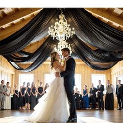30ftx40ft Black Ceiling Curtain for Wedding Parties – 6 Panels Wrinkle-Free 40 FT Long Tent Draping Curtains for Wedding, Birthday &  Parties, 40ft