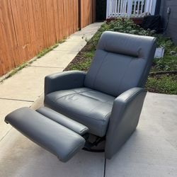 Faux Grey Leather Recliner Chair