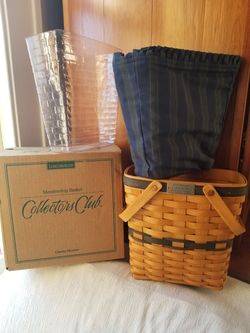 Longaberger Membership Basket Collector Club 1996 Charter Member $40 In Original Box w/Plastic & Cloth Liner FIRM PRICE!