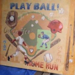 Baseball Print on Canvas 30"x24" Wall Art