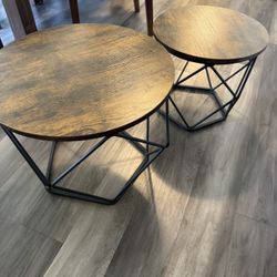 Vasagle Small Round Coffee End Table Set Of 2 Stackable Hex Shaped Set For Living, Bedroom, Office 