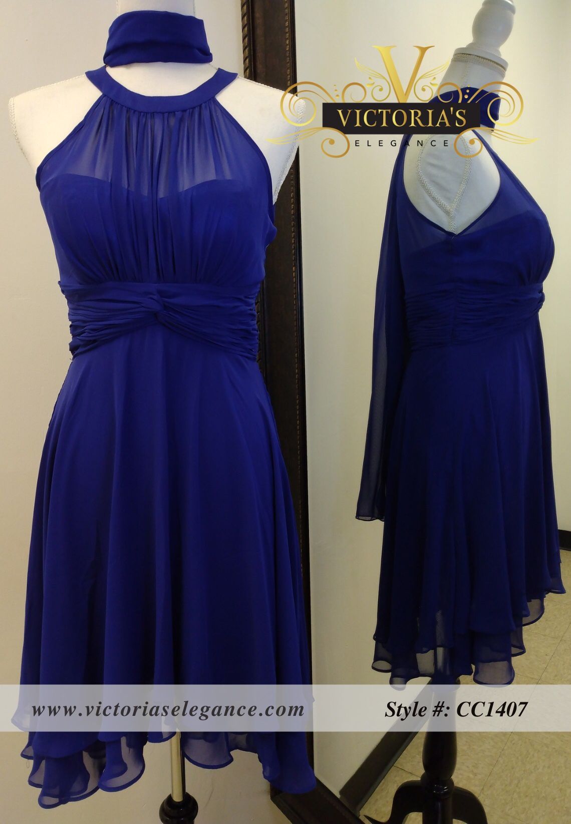 Halter Neck Short Chiffon Dress