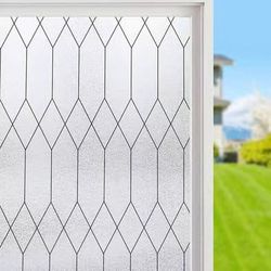 Window Privacy (35.4x78.7inches)  Film Static Cling Prism Window Decorative Sticker Deep Embossed Removable Door Glass Covering Sun Blocking UV Reje