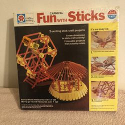 Vintage 1974 Crafts By Whiting Milton Bradley Carnival Fun With Sticks NIP