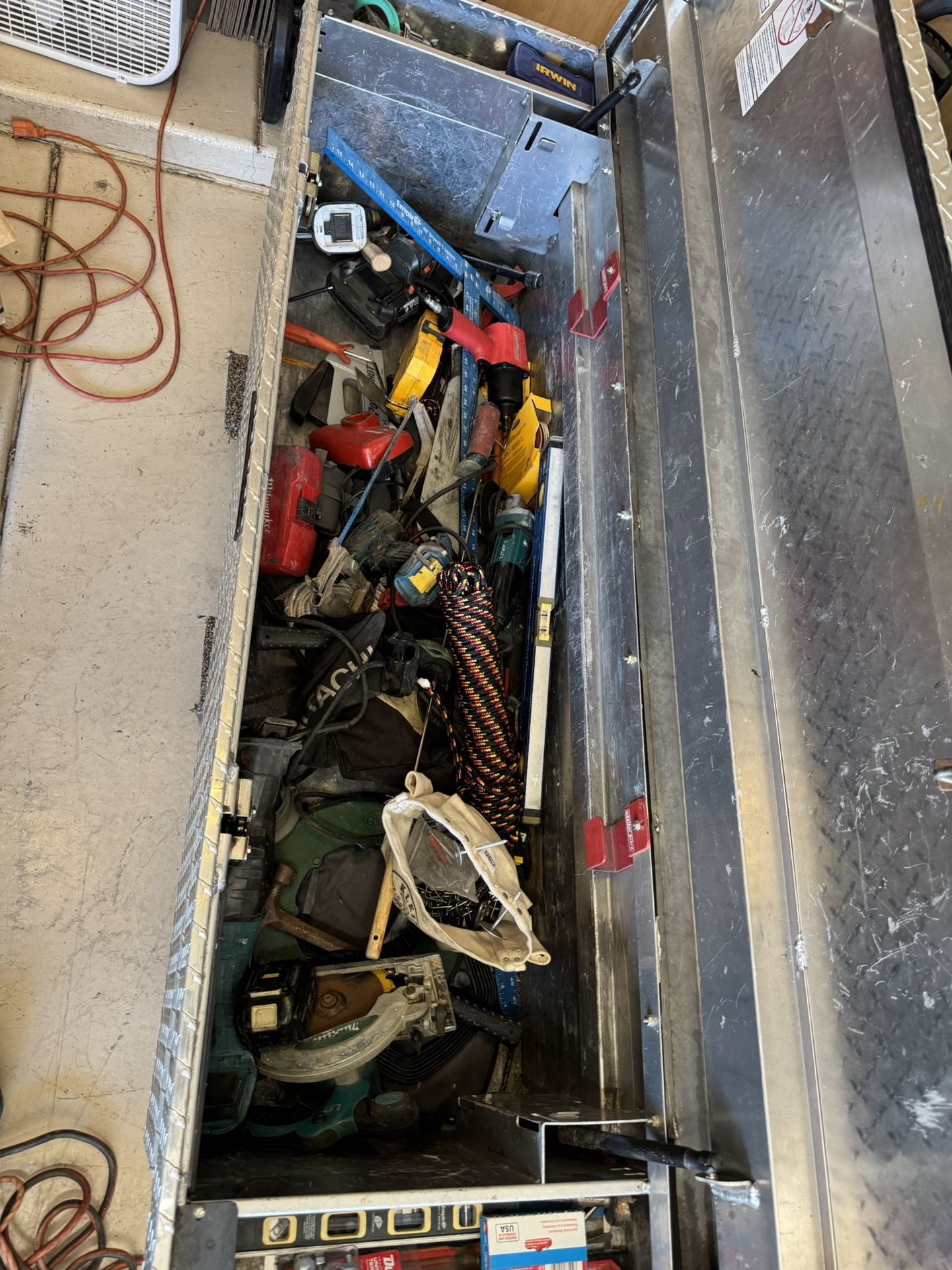 Weather guard truck tool box with tools