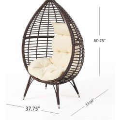 Christopher Knight Home Cutter Teardrop Wicker Lounge Chair. Beige Cushion NOT  Included. Multibrown