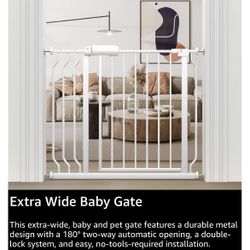 NEW Extra Wide Baby Gate 43.31-48.03”, White