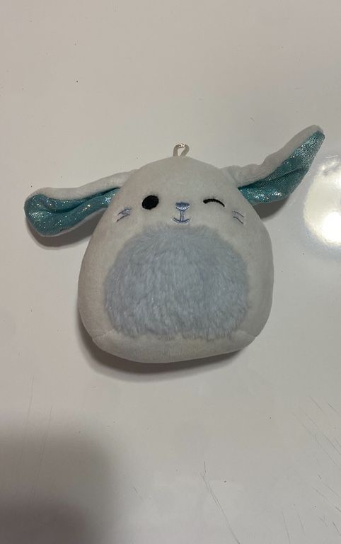 Squishmallows White & Blue Bunny Mini Plush Clip NWT
