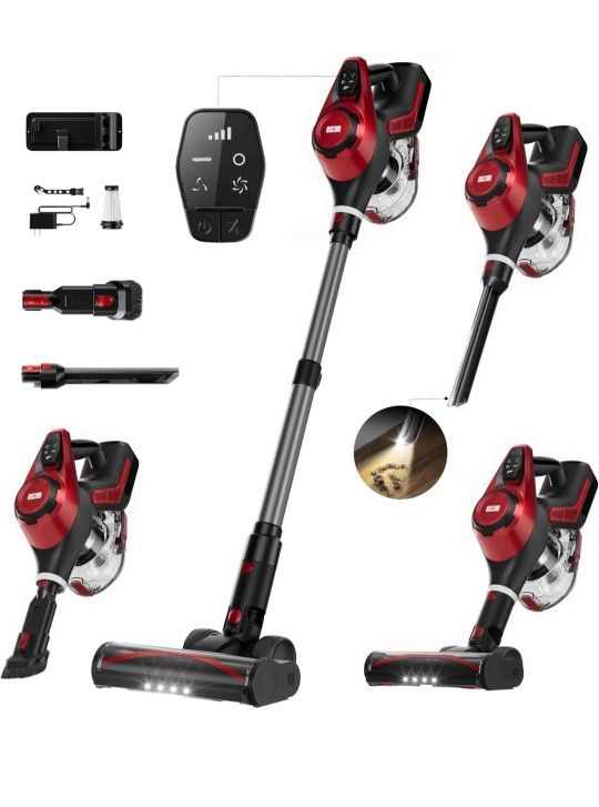 Cordless Vacuum Cleaner, 30Kpa Home Stick Vacuum, Smart Display & 1.5L Dust Cup, 55mins Max Runtime, Rechargeable Lightweight Handheld Vavuum for Pet