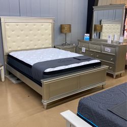 Queen Bedroom Set 4Pc ( No Mattress Included)