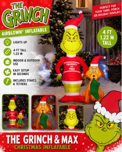 The Grinch & Max Christmas Inflatable – 4 FT