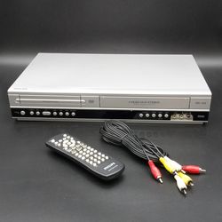 Philips VCR/DVD player with remote and cable. Works fine.