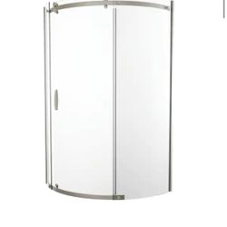 Delta 38 in. W x 72 in. H Round Sliding Frameless Corner Shower Enclosure in Stainless with Clear Glass