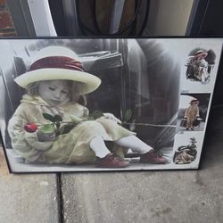 Nice picture girl rose, 24" x 36"

had small broken glass. See the last picture