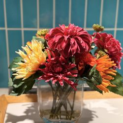 Neiman Marcus faux dahlia arrangement in vase