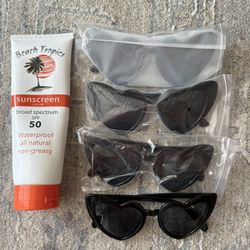 Bachelorette Black Heart Caterer Sunglasses And Sunscreen Flask