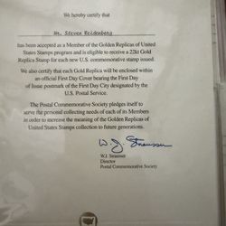 Golden replicas of U.S. stamps, 